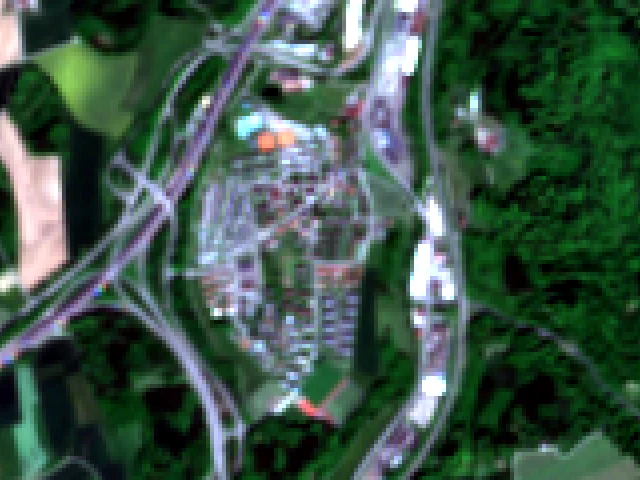 A motorway junction and housing near Effretikon, as Sentinel-2 records them